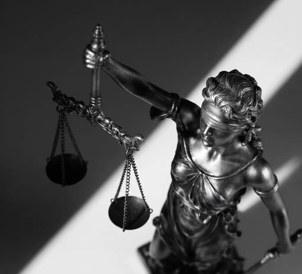 Estatua de la Justicia con la balanza en equilibrio, símbolo de los accidentes laborales y enfermedades profesionales